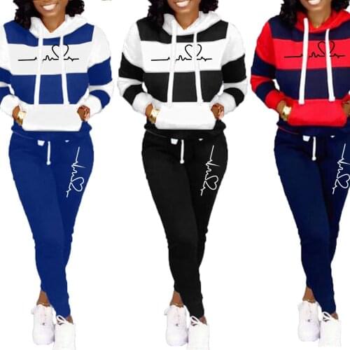 Autumn Winter Tracksuit Women 2 Piece Set Hoodies Print Sweatshirt+Pants Sportwear Womens Sports Suit Female Hooded Set Hoodies
