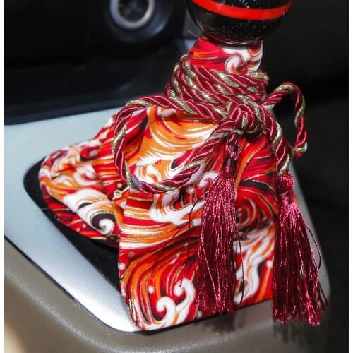 Universal Car Accessories Pattern Style Canvas Katana Shift Lever Knob Dust Cover Racing Samurai Sword Shift Knob Collars