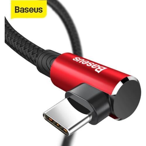 Baseus USB Type C Cable 90 Degree Fast Charge USB C Type-c Cable For Samsung Xiaomi Huawei Mobile Phone Cables For iPhone 11 Pro
