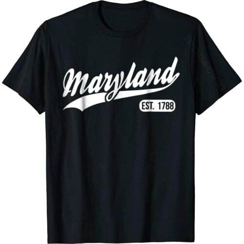 Vintage Maryland State Map T-Shirt Maryland Home Shirt Wholesale Mens Tshirts Cotton Tops Tees Birthday