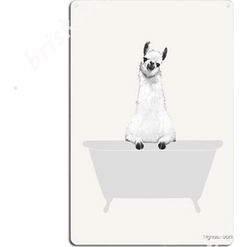 Vintage Llama In Bathtub Metal Signs Living Room Wall Decor Cinema Living Room Funny Tin sign Posters