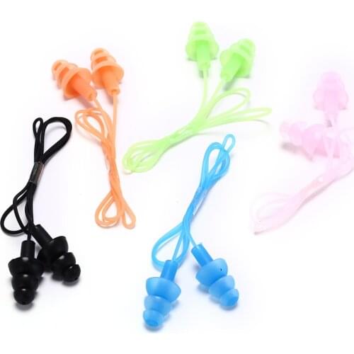 Waterproof Soft Silicone Corded Ear Plugs Travel Sleep Noise Prevention Earplugs Noise Reduction Swimming Earplugs Earmuff
