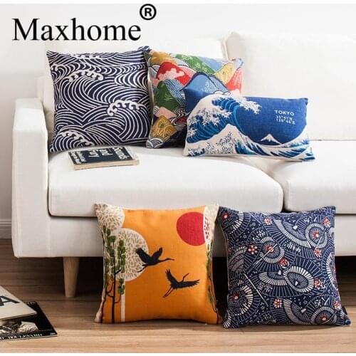 Japanese Ukiyo Style Retro pillowcase Fuji Mountain Cushion Decorative Pillows For Sofa Home Decor Throw Pillow 45*45