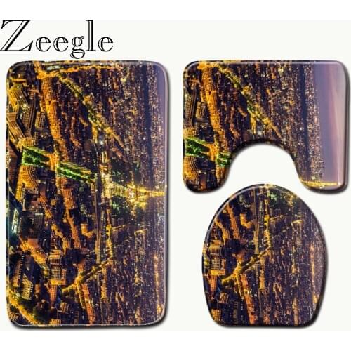 Zeegle Microfiber Bathroom Mat Shower Bath Mat Non Slip Carpet Rug Machine Washable Toilet Floor Mat Set Bathroom Mats