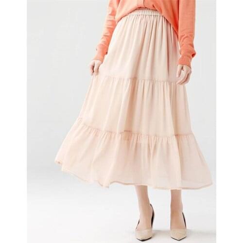 2020 Women Ruffles Chiffon Long Skirts Vintage Office Lady Work Elegant Skirts Summer Skirts Plus Size M-8XL