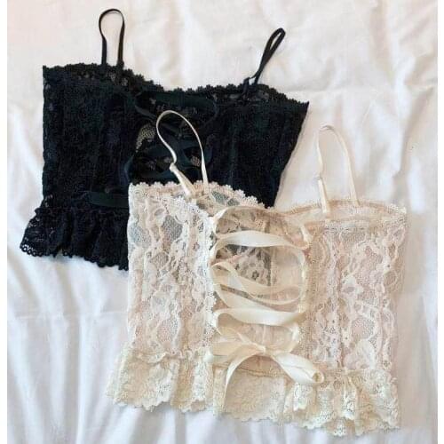 Women Corset Tops Lace Camisole Womens Sling Back Shaping Safety Push Up Tube Underwear Tank Camis Crop Top For Women