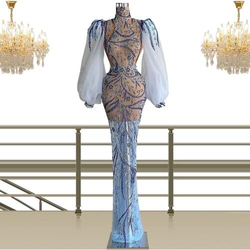 Celebrity Dresses Puff Sleeve Robe De Bal red carpet Dress Long платье на выпускной robe soiree Abendkleider Abiye CXF307