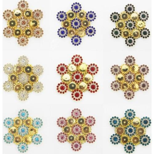 20pcs/50pcs Claw Rhinestones Mix Color Sun Flower Flatback Sewing Shiny Crystals Stones Gold Base Sew On Rhinestones For Clothes