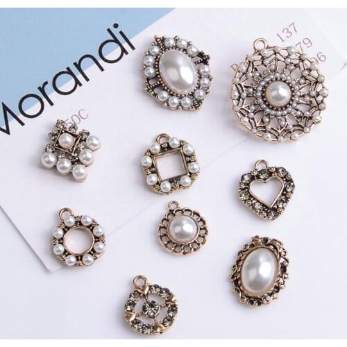 5 Pcs/Lot Rhinestone Pearl Flower Plate Diamond Button Jewelry Scarf For Hair Accessories Sewing Decorative Clothing Coat