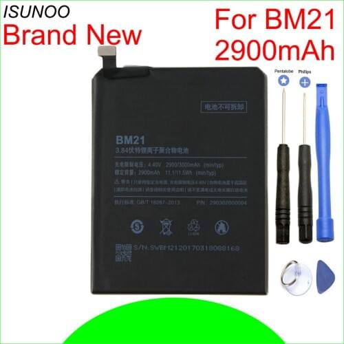ISUNOO BM21 battery For Xiaomi Mi Note 3GB Brand New mobile phone Battery Replacement 2900mAh With Repair Tools