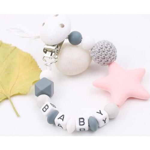 Pacifier Clips Holder Chain Silicone Pacifier Chains Five Star Baby Teether Teething Chain Anti-drop Pacifier Clips Chains