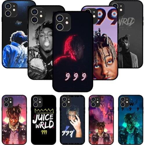 For iPhone 11 12 8 Plus Mini Pro X XR XS Max 4 5 7 6 6S 8 SE Phone Case Black Cover Funda 3D Shell Art Etui juice wrld rapper