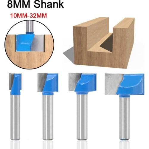 8mm Shank Surface Planing Bottom Cleaning Wood Milling CNC Cutter Engraving Knife Router Bit Woodworking Tools 10-32mm for wood