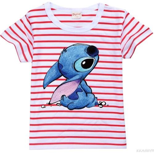 STITCH Kids Clothes Girls Teenage Graphic T Shirts Striated Tshirts 2 To16 Boutique Kid Clothing