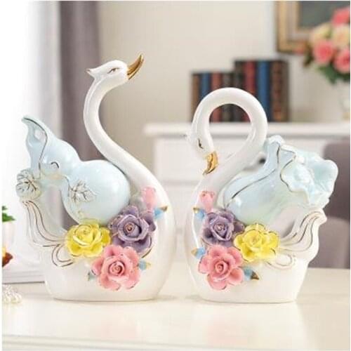 European-style ceramic swan crafts statue, beautiful crafts, home office restaurant bar decoration, wedding decoration gifts