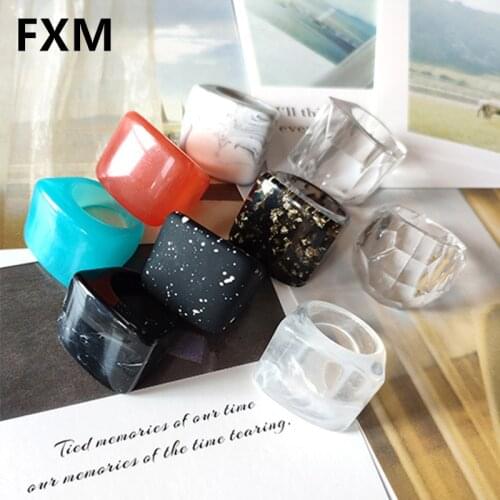 Korea Fashion Transparent Resin Colorful Rings Chic Colorful Acrylic Geometric Irregular Ring for Women 2021 Jewelry Gifts New