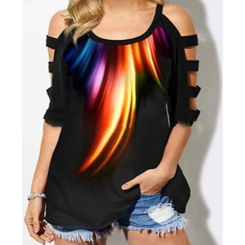 Summer T-shirt femme Fashion Printed Off Shoulder Women Short Sleeve O Neck T-Shirts Party Off-shoulder short-sleeve Tops sexy