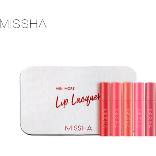 MISSHA More Lip Lacquer Kit Long Lasting 5 Color Lip Glaze Non-stick Longstay Lip Gloss Waterproof Matte Lipstick Korea Cosmetic