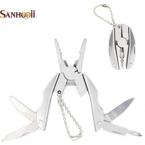 SANHOOII Key RIng Style Multi Function Mini Pliers with Nail file Knife Screwdriver Hand Tool For Outdoor Sport Camping Tools
