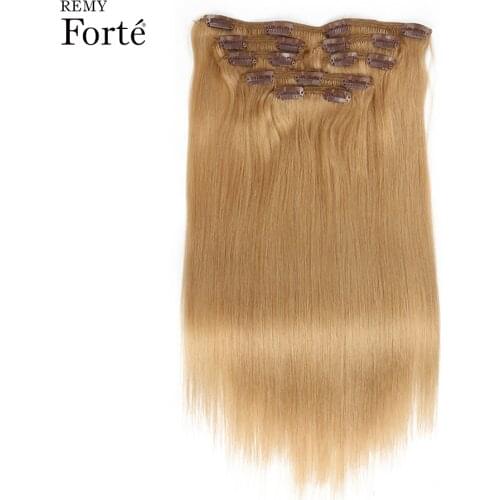 Remy Forte Hair Extensions Blonde Clip In Hair Extensions 7 Pcs Remy Brazilian Hair Straight Clip Brown Hair Clips For Women