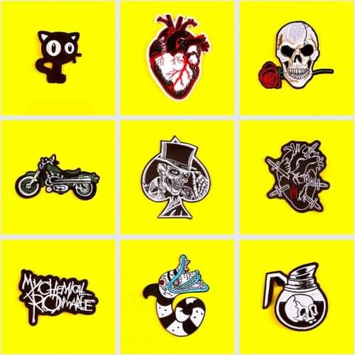 Diy Skull Patch Ecusson Thermocollants Embroidered Patches For Clothing Punk Patch Applique Jacket Patches Jeans Sewing Sticker