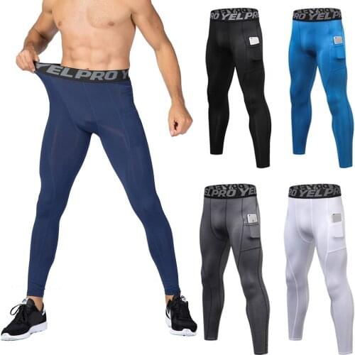 New Men Compression Pocket Sport Running Tights Mens Running Pants Gym Fitness Training Sport Jogging Men Slim Sport Trousers