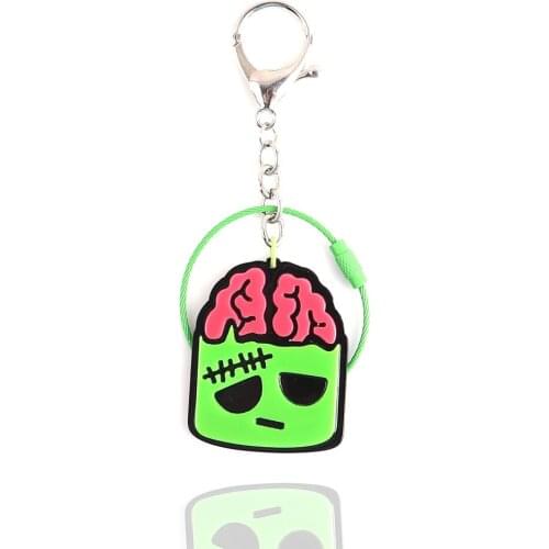New Halloween Keychain Acrylic Green Face Scary Brain Lobster Key Chain Ghost Pumpkin Keyring Bag Keyholder Jewelry Fashion Gift