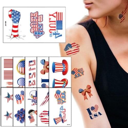 11 Pcs Patriotic Temporary Tattoos Removable Independence Day Tattoo Stickers 4th Of July Celebration Body Art Sticker Festival