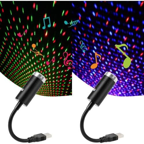 3 Colors Sound Activated USB LED Starry Sky Projector Night Light Car Atmosphere Ambient Star Galaxy Lamp Car Roof Ceiling Decor