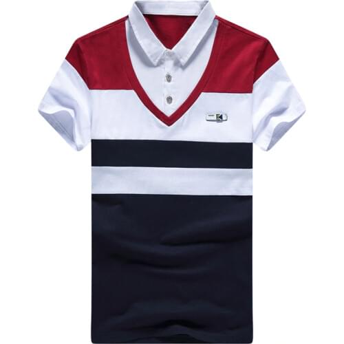 2017 New Arrival Fashion Cotton Men Summer Polo Shirts Badge Slim Soft Short-Sleeve Stripe Blue White Red Male Shirts Tops