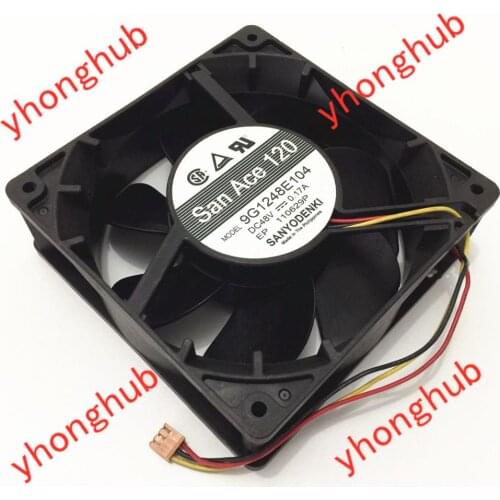 SANYO DENKI 9G1248E104 DC 48V 0.17A 3-Wire 120x120x38mm Server Cooling Fan