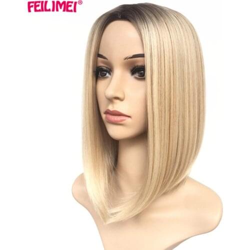 Synthetic Short Straight Bob Wigs For Women Side Part Black Heat Resistant Cosplay Costume Wig