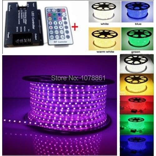 DHL Free LED Strip RGB LIGHT High Brightness SMD5050 110V-220v High Voltage Led Strip IP66 Waterproof + 28key IR controller