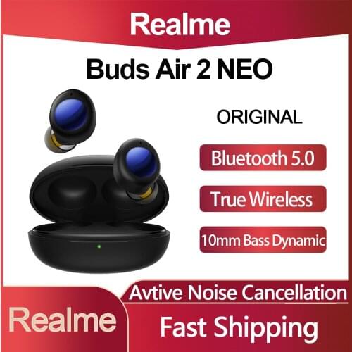 Original Realme Buds Air 2 NEO TWS Bluetooth 5.0 True Wireless Earphone ANC Avtive Noise Cancellation Earbuds 10mm Bass Dynamic