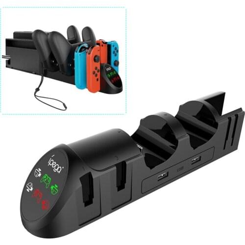 Controller Charger Holder with LED Indicator for Nintendo Switch Joy-con and Pro Controller 6 in 1 Desktop Charging Dock