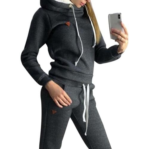 Womens tracksuit 2Pcs Women Jogging Suit Solid Color Tracksuits Fleece Lined Hoodies Hoodies Sweatpants Fitness Women худи 5xl