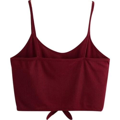 Low Chest Vest 2021 New Solid Fashion Streetwear Womens Solid Color Sleeveless Knot Hem Crop Cami Sexy Vest Fashion Tank#p30
