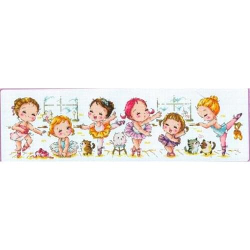 Gold Collection Lovely Counted Cross Stitch Kit The Ballet School Six Little Ballerina Dancer Dancing Girl SO
