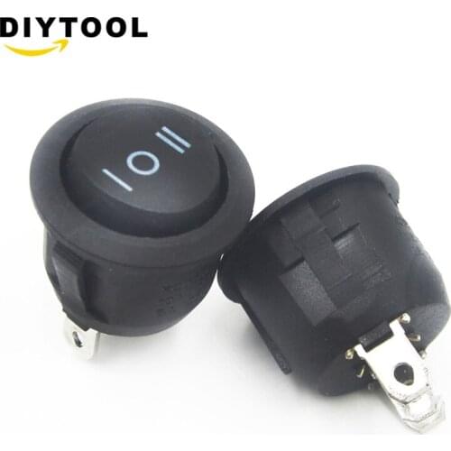 10PCS Mini Round Black 3 Pin SPDT ON-OFF-ON Rocker Switch Snap-in Car Boat Toggle Push Button Switches