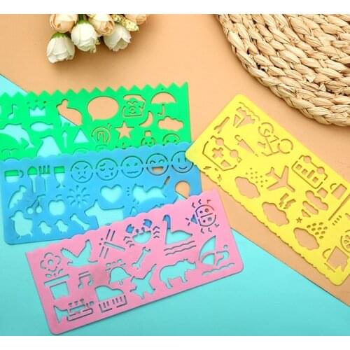 4pcs/Set Candy Colorful Drawing Template Ruler Gift Stationery bookmark Children Material Escolar