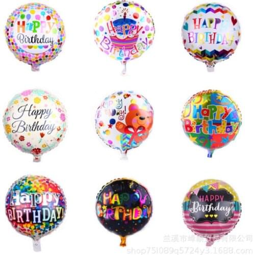 5 Pcs 18 Inch Birthday Theme Foil Balloons Helium Round Balloon Adult Happy Birthday Party Decoration Kids Baby Shower Globos