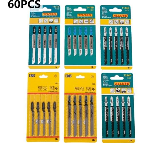 60PCS T-shank Jig saw Blade Saw Blades for Wood Metal Cutting Saw Blades Reciprocating Saw Blade Set Power DIY woodworking Tool