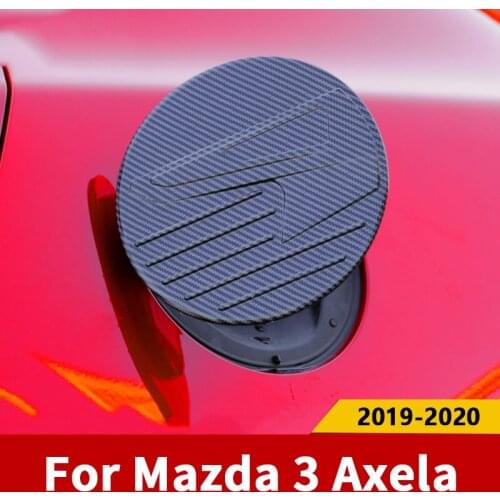 ABS Carbon fiber Exterior Car Oil Fuel Tank Cap Cover Protection Trim Sticker For Mazda 3 Axela 2019 2020 Exterior Accessories