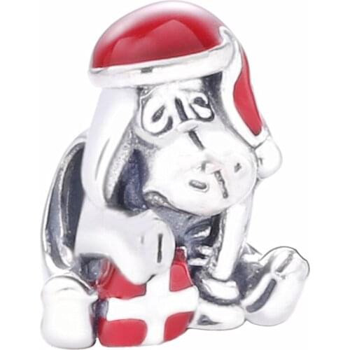 Ajax 925 Sterling Silver Beads Decoration Cute Christmas Dog Charms Animal For Womens Bracelets Gift Trinkets