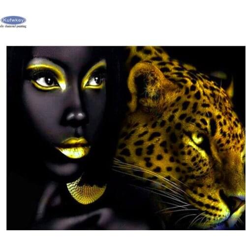5D Diamond Painting African woman leopard by Numbers Diy Needlework Diamond Embroidery Mosaic Cross Stitch Kit Home Decor Gift