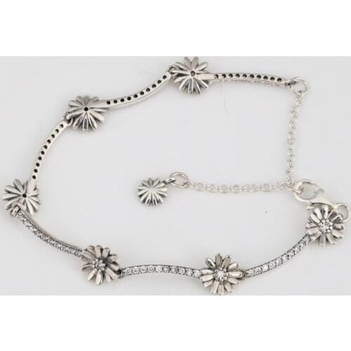 S925 Sparkling Daisy Flower Bracelet for Women Girl Lady Gift
