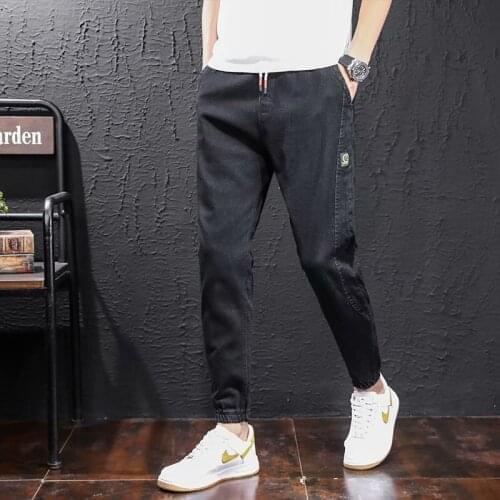 Sports Pants Mens Jogger Spring Summer Streetwear Casual Style Denim Long Trousers Loose Stretch Elastic Baggy Jeans Mens Pants