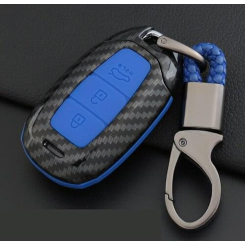 New ABS Carbon Fiber Silica gel Car Smart Key Case Cover For Hyundai Solaris i30 Elantra Ix35 Tucson Accent Santa Fe Azera Verna