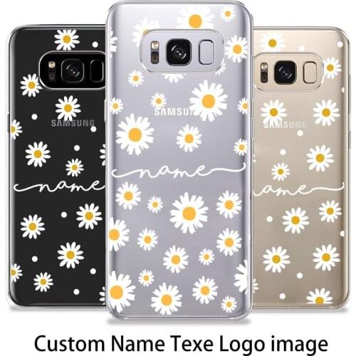 Custom Name Samsung Case For Samsung Galaxy S7 S8 S9 Plus S10 Note8 9 10 S20 S10e A50 Little Daisy Transparent Case Girl Gift