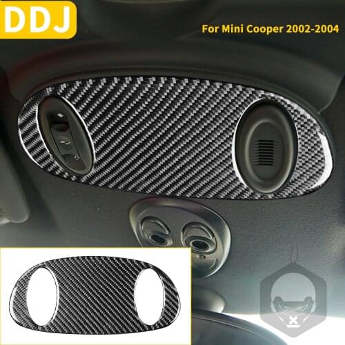 For Mini Cooper Hatch One R50 R53 2002 2003 2004 Car Overhead Light Carbon Fiber Sticker Reading Light Console Cover Trim Black